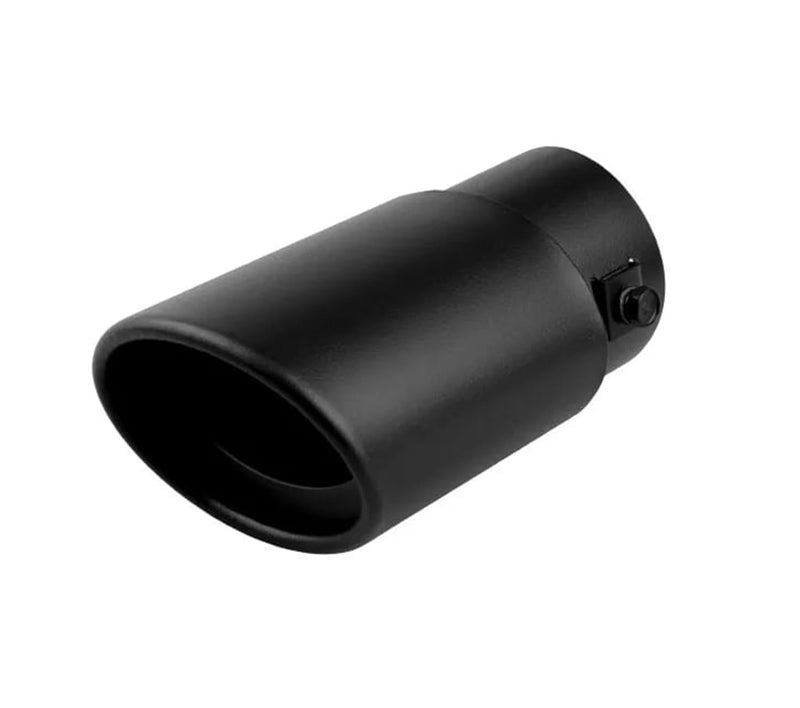 Dartler Car Exhaust Tail Muffler Tip Show Pipe 60mm, Curved Oval, Stainless Steel Universal Fit (Black, Black Straight) - Image 1