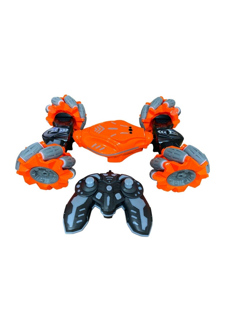 Cars Transformable Stunt Car 4WD 2.4GHz Double Sided Rotating Off Road Vehicle 360° Flip, Rechargeable Toy Cars for Boys & Girls Birthday (Orange) - Image 1