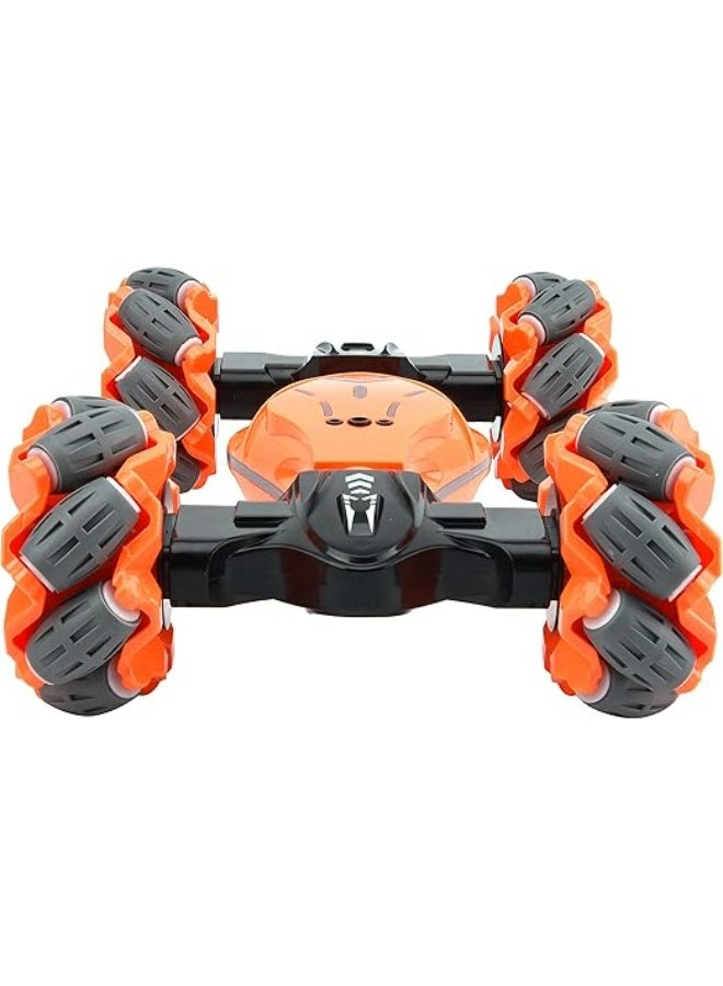 Cars Transformable Stunt Car 4WD 2.4GHz Double Sided Rotating Off Road Vehicle 360° Flip, Rechargeable Toy Cars for Boys & Girls Birthday (Orange) - Image 4