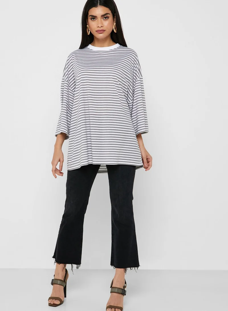 Missguided Petite Striped Oversized T-Shirt