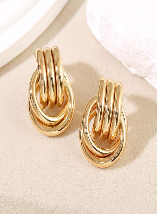 Spiritlele Chunky Gold Plated Earrings Big Knot Earring for Women Golden Drop Dangle Statement Earrings Jewelry - Image 4