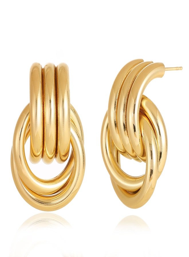 Spiritlele Chunky Gold Plated Earrings Big Knot Earring for Women Golden Drop Dangle Statement Earrings Jewelry - Image 1