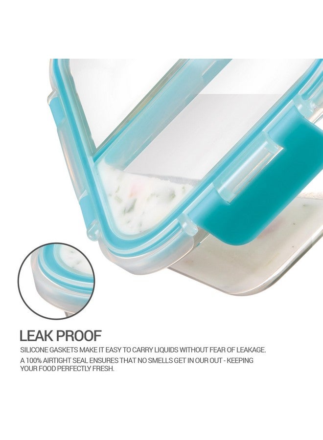 TREO تريو من ميلتون حاوية مقسمة مستطيلة من زجاج البوروسيليكات العالي، صندوق تيفين آمن للاستخدام في الميكروويف مع غطاء محكم، 2 قسم تخزين متعدد الاستخدامات، 1000 مل، شفاف - Image 2