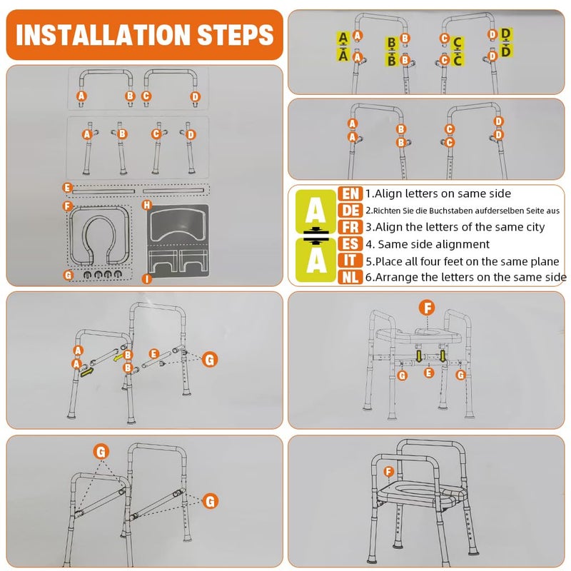 HANNEA Toilet Seat Riser for Seniors Rugged Aluminum Alloy Antislip Toilet Seat with Handrail Dual Way Adjustable Height and Width Design Universal Toilet Seat Riser with Handrail - Image 5