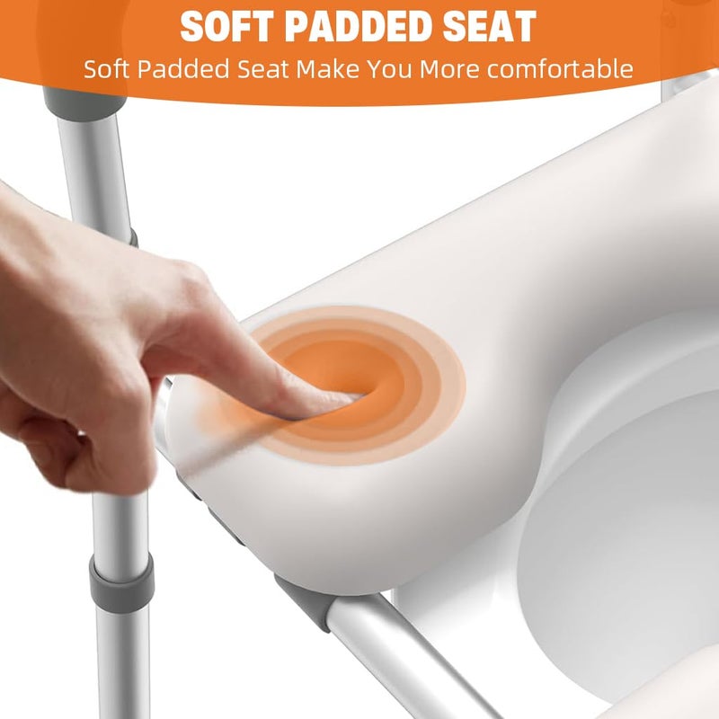 HANNEA Toilet Seat Riser for Seniors Rugged Aluminum Alloy Antislip Toilet Seat with Handrail Dual Way Adjustable Height and Width Design Universal Toilet Seat Riser with Handrail - Image 4