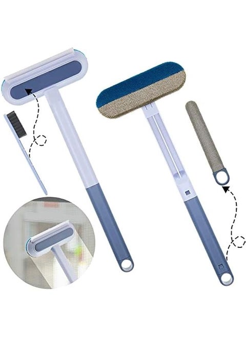 2 Pieces Window Screen Cleaner Brush with Handle, Window Cleaning Brush, Window Squeegee Glass Window Scraper for Cleaning Windows Multifunctional Window Cleaning Tool Mesh Screen Cleaner for Home