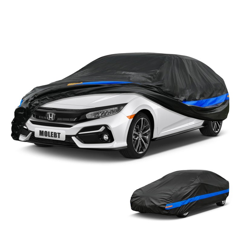 Molebt Car Cover Waterproof All Weather for Automobiles Universal Fit Honda Civic Insight Toyota Corolla Prius KIA Forte Hyundai Elantra Volkswagen Jetta Nissan Sentra Ford Focus etc