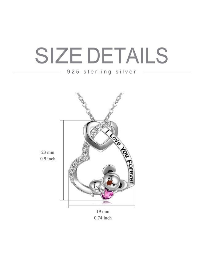 AOBOCO Koala Necklace 925 Sterling Silver I Love You Forever Cute Koala Animal Heart Pendant Necklace With Purple Crystal Valentines Anniversary Koala Jewelry Gifts For Girlfriend Wife - Image 4