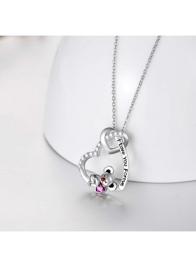 AOBOCO Koala Necklace 925 Sterling Silver I Love You Forever Cute Koala Animal Heart Pendant Necklace With Purple Crystal Valentines Anniversary Koala Jewelry Gifts For Girlfriend Wife - Image 2