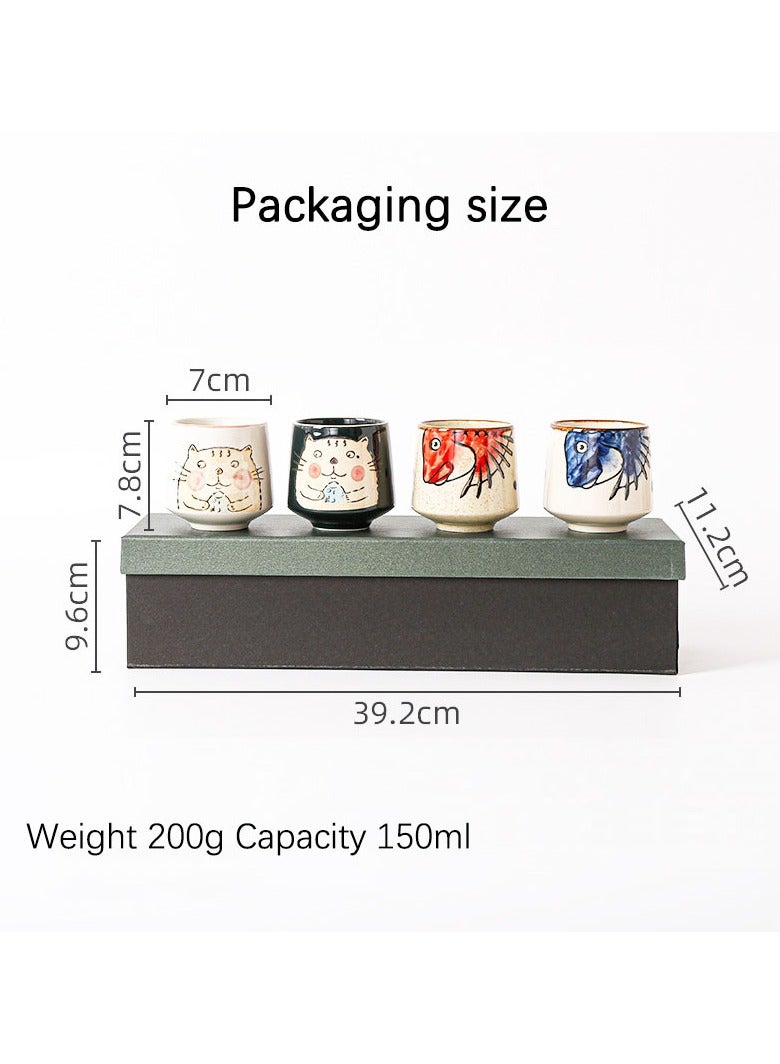 أكواب الإسبريسو4 أكواب إسبريسو يدوية الصنع (150 مل) - بألوان مطلية يدوياً مع علبة هدايا، مثالية للقهوة التركية والكابتشينو واللاتيه - Image 5