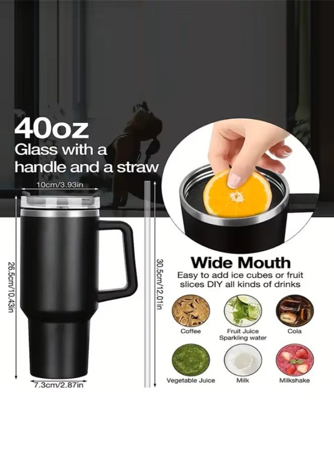 TEFONER tumbler hot and cold mug keeps drinks hot or cold. thermal mug 40oz (1.2L) insulated. mug coffee cup easy to carry with its sturdy handle. travel mug features a durable straw. Pink - Image 2