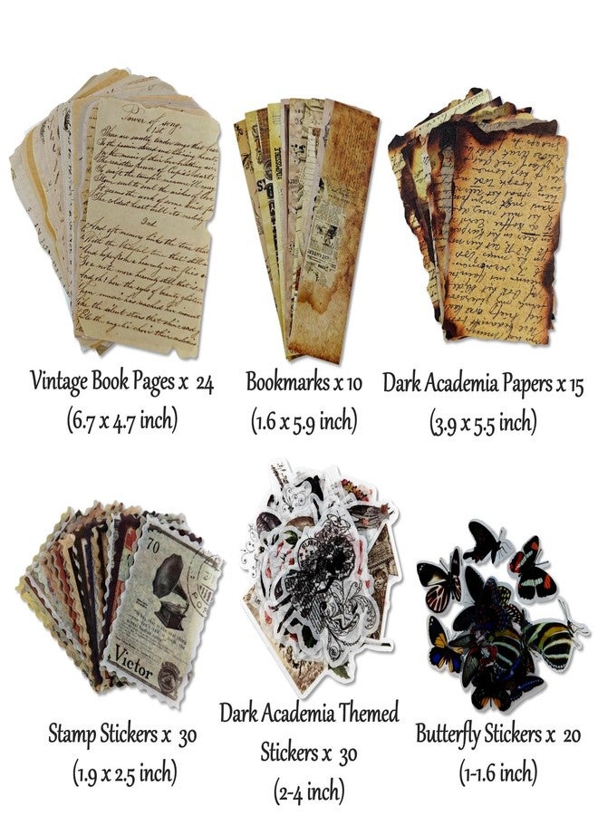 Jukercici Dark Academia Room Decor, Aesthetic Room Decor Art Wall Collage, Vintage Aesthetic Scrapbook Sticker Supplies Kit for Scrapbooks, DIY Albums, Bullet Journal, Junk Journal (Dark2 129 Pcs) - Image 2