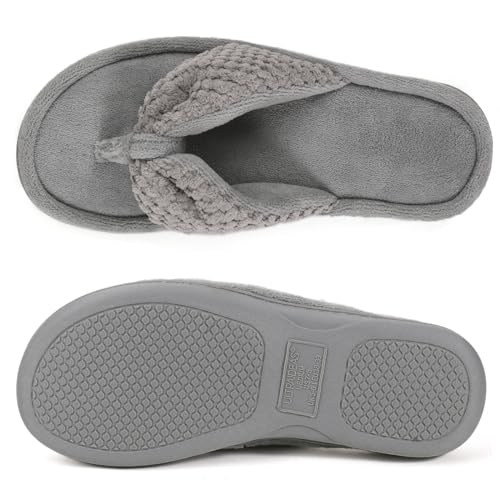 ULTRAIDEAS Women's Popcorn Flip Flop House Slipper with Memory Foam (Grey, Size 9-10) - Image 4