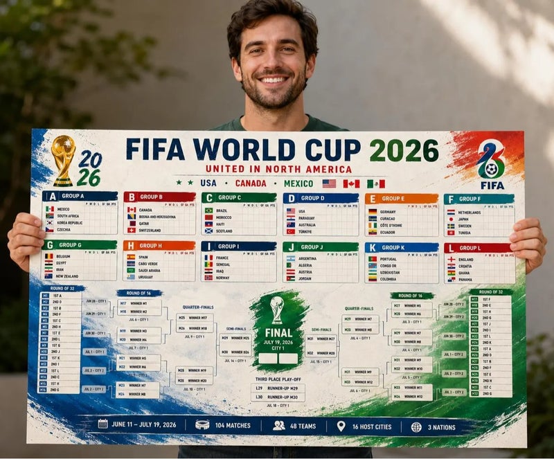 FIFA World Cup ARS Official Football World Cup 2026 FIFA World Cup 2026 Satin Poster Banner | Soccer Tournament Wall Decor | USA Canada Mexico Football Bracket Poster , Sports Fan Gift - Image 1
