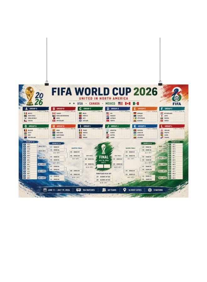 FIFA World Cup ARS Official Football World Cup 2026 FIFA World Cup 2026 Satin Poster Banner | Soccer Tournament Wall Decor | USA Canada Mexico Football Bracket Poster , Sports Fan Gift - Image 4