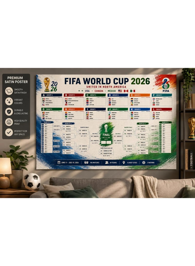 FIFA World Cup ARS Official Football World Cup 2026 FIFA World Cup 2026 Satin Poster Banner | Soccer Tournament Wall Decor | USA Canada Mexico Football Bracket Poster , Sports Fan Gift - Image 2