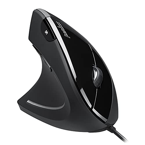 Perixx Perimice513L Wired Vertical Ergonomic Mouse with 2 DPI 6 Button Optical Ergo Mouse with 2 Level DPI Switch 1000 1600 Left Handed Black - Image 1