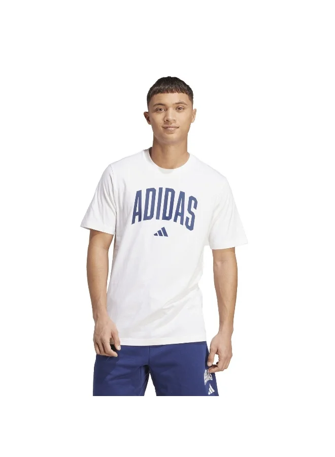 Adidas Adidas M Collegiate T White Graphic Tee (Short Sleeve) T-Shirts For Men