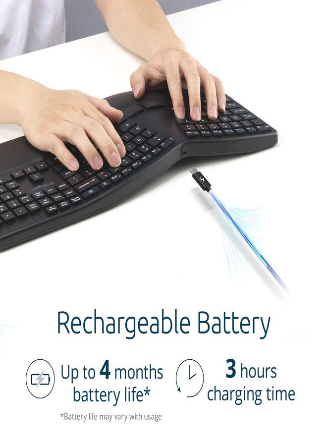 Kensington Pro Fit Ergo KB680 EQ Wireless Keyboard, Bluetooth & 2.4GHz Connection, Rechargeable, Ergonomic Design, Split-Keyboard (K72485NA) - Image 5