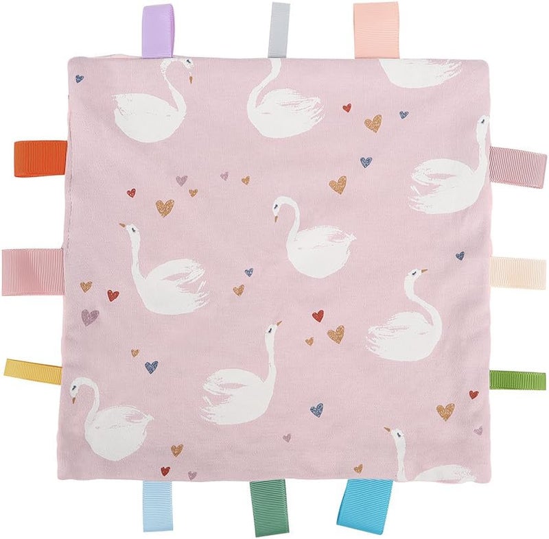 AmazingM Swan Baby Tags Security Blanket Sensory Soothing Tags Blanket for 312 Months Boys and Girls - Image 1