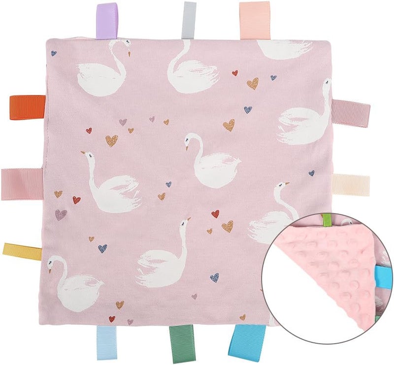 AmazingM Swan Baby Tags Security Blanket Sensory Soothing Tags Blanket for 312 Months Boys and Girls - Image 4