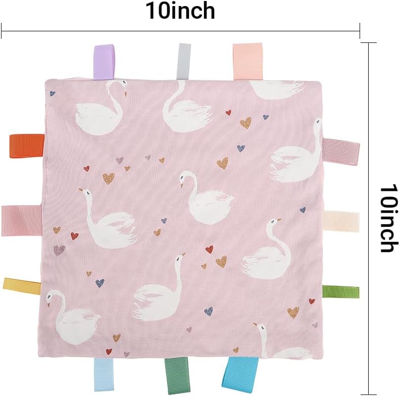 AmazingM Swan Baby Tags Security Blanket Sensory Soothing Tags Blanket for 312 Months Boys and Girls - Image 3