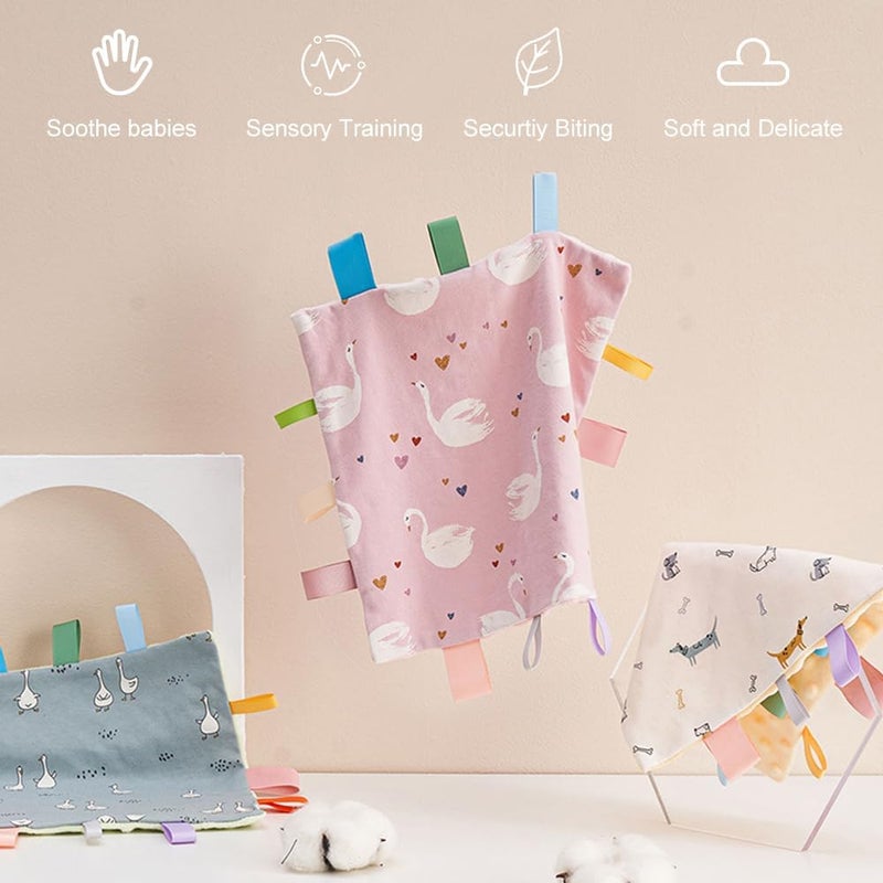 AmazingM Swan Baby Tags Security Blanket Sensory Soothing Tags Blanket for 312 Months Boys and Girls - Image 5
