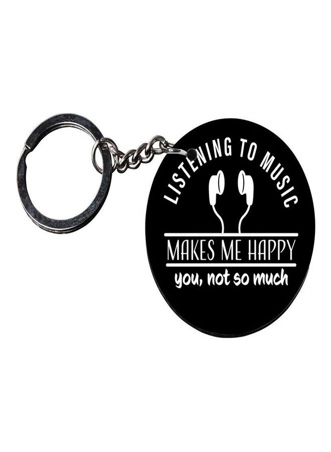 Tinywalk Set of 2 | Circle Shape Printed Wooden Keychains Listen to music | Circle Shape keyrings | Circle Shape Keychains| Printed keyrings - Image 3