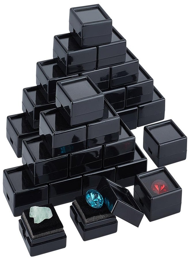 BENECREAT 72 Pack Gemstone Display Box Plastic Diamond Display Case Black Jewelry Box with Clear Lids, Sponge for Treat, Gems, Diamond, Gift Packing, 1.2x1.2x0.6 - Image 1