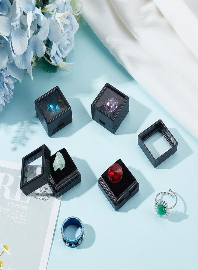 BENECREAT 72 Pack Gemstone Display Box Plastic Diamond Display Case Black Jewelry Box with Clear Lids, Sponge for Treat, Gems, Diamond, Gift Packing, 1.2x1.2x0.6 - Image 5