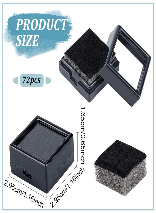 BENECREAT 72 Pack Gemstone Display Box Plastic Diamond Display Case Black Jewelry Box with Clear Lids, Sponge for Treat, Gems, Diamond, Gift Packing, 1.2x1.2x0.6 - Image 2