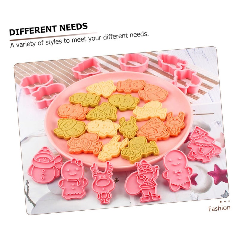 6Pcs Pink Plastic Christmas Cookie Molds DIY Cartoon Baking Tools For Holiday Biscuits - Image 4