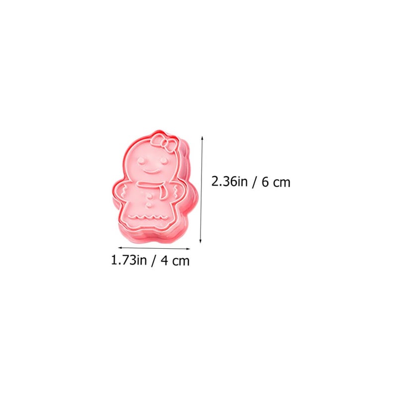 6Pcs Pink Plastic Christmas Cookie Molds DIY Cartoon Baking Tools For Holiday Biscuits - Image 3