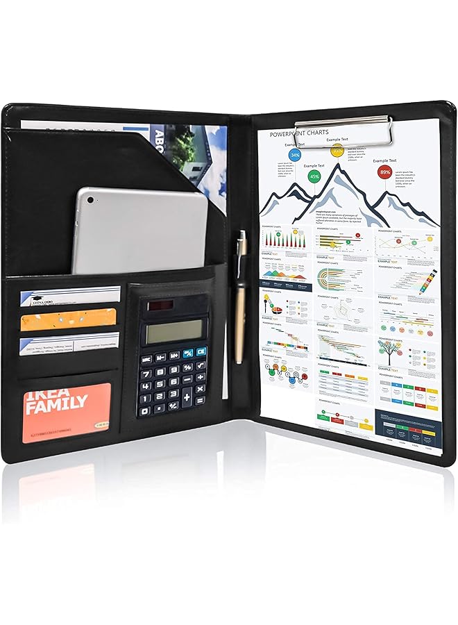 Arabest Padfolio Pu Leather Portfolio Folder Leather Business Portfolio Interview Resume Portfolio Organizer With A4 Size Writing Pad For Business School Office Conference - Image 1