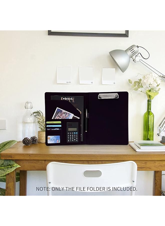 Arabest Padfolio Pu Leather Portfolio Folder Leather Business Portfolio Interview Resume Portfolio Organizer With A4 Size Writing Pad For Business School Office Conference - Image 2