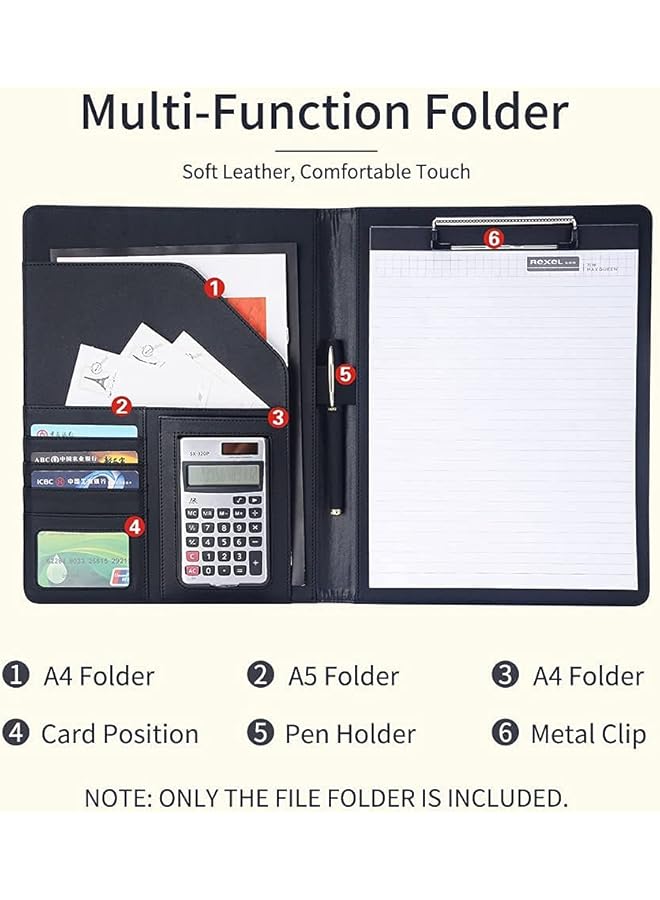Arabest Padfolio Pu Leather Portfolio Folder Leather Business Portfolio Interview Resume Portfolio Organizer With A4 Size Writing Pad For Business School Office Conference - Image 3
