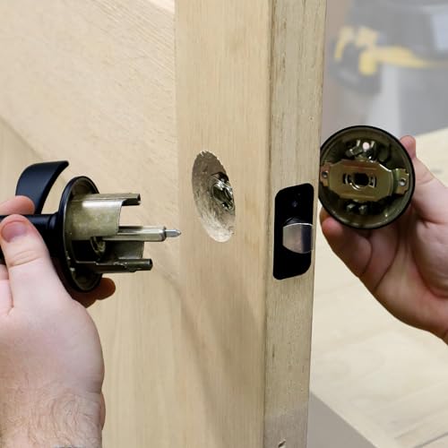 Milescraft 1338 Lock Mate PLUS – Self Clamping, Professional Door Lock Installation Kit, Door Lock Jig for Wood/Metal Doors with 1-3/8” and 1-3/4” Thickness. Bi-Metal Cobalt Hole Saws Included - Image 4