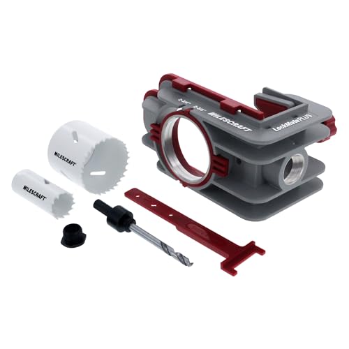 Milescraft 1338 Lock Mate PLUS – Self Clamping, Professional Door Lock Installation Kit, Door Lock Jig for Wood/Metal Doors with 1-3/8” and 1-3/4” Thickness. Bi-Metal Cobalt Hole Saws Included - Image 1