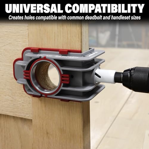 Milescraft 1338 Lock Mate PLUS – Self Clamping, Professional Door Lock Installation Kit, Door Lock Jig for Wood/Metal Doors with 1-3/8” and 1-3/4” Thickness. Bi-Metal Cobalt Hole Saws Included - Image 2