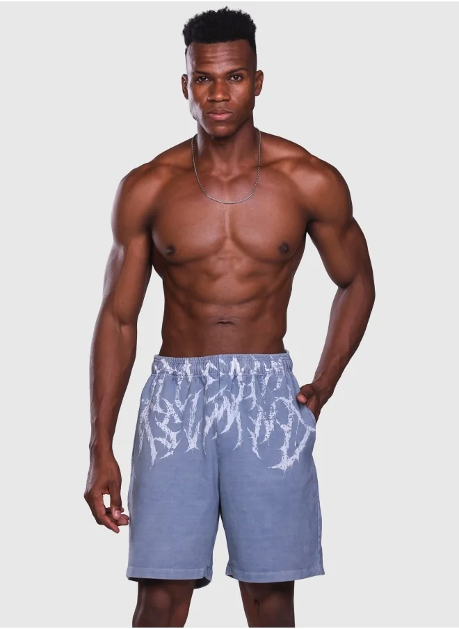 Musclemind Men's Printed Denim Cotton Shorts with Super Soft Stretchable Fabric, Long-Lasting Colour, Shape Retention, Lightweight, Breathable, for All Day Comfort