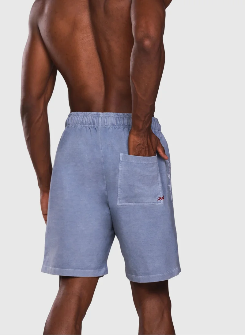 Musclemind Blue Men's Printed Denim Cotton Shorts for Men | Best Price UAE