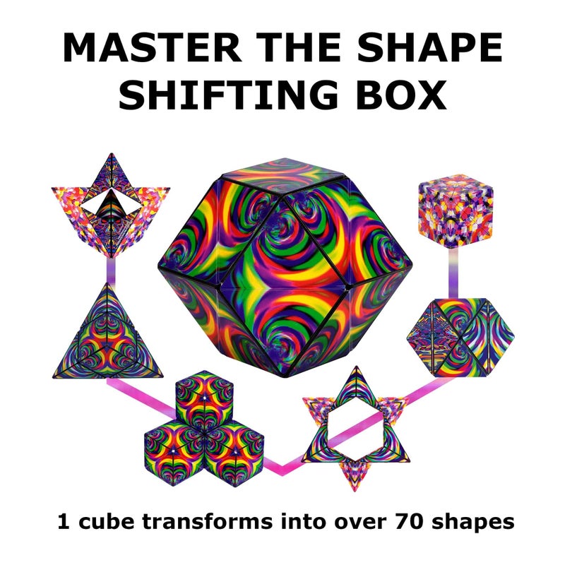 SHASHIBO Shape Shifting Box - Award-Winning Fidget Toy w/ 36 Rare Earth Magnets - Fidget Cube Transforms Into Over 70 Shapes, Sensory Toy Gift for Kids, Teens, and Adults (Confetti) - Image 4