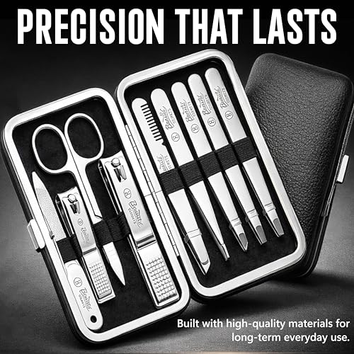 Beauté Secrets 9-in-1 Tweezers & Nail Cutter Set for Men & Women | Plucker for Hair Removal | Eyebrow Tweezers, Nail File, Scissors & Travel Case – Manicure Pedicure Grooming Set - Image 2