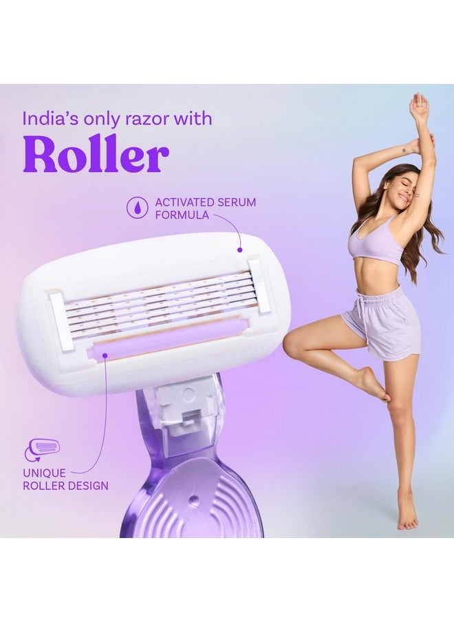 BOMBAE - Rollplay Mini Portable Body Razor For Women | Aloe Vera, Vit E & Jojoba Oil Infused | 1 Razor + 1 Compact Case | Hair Removal Razor For Women | 2X Smoother And Long Lasting | Curve-Friendly, Smooth & Hassle-Free - Image 1