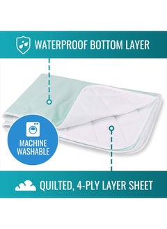 DMI Waterproof Sheet to be Used as a Bed Pad, Bed Liner, Mattress Protector, Pee Pad, Furniture Cover or Seat Protector with Quilted Slide Sheet and 4 Layers of Protection, Without Straps, 28 x 36  - Image 2