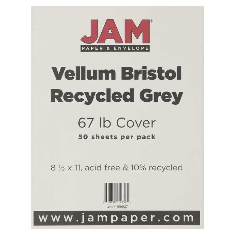 JAM PAPER Vellum Bristol 65lb Cardstock - 8.5 x 11 Coverstock - 147 gsm - Grey - 50 Sheets/Pack - Image 4