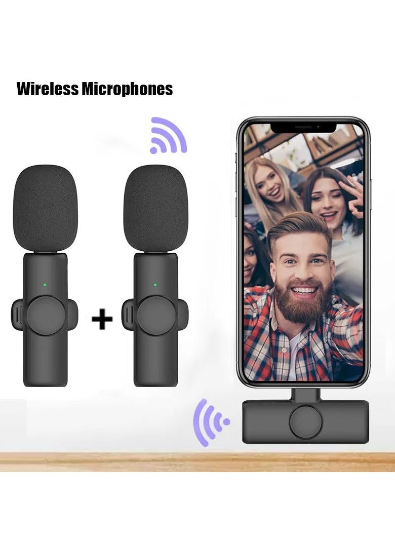 2 in 1 Wireless Lavalier Microphone for Type-C Phone - USB-C Android Phone and iPhone Mini Mic for YouTube, TikTok Live Streaming, Gaming, Video Recording, Interview, Vlog with Auto Noise Reduction