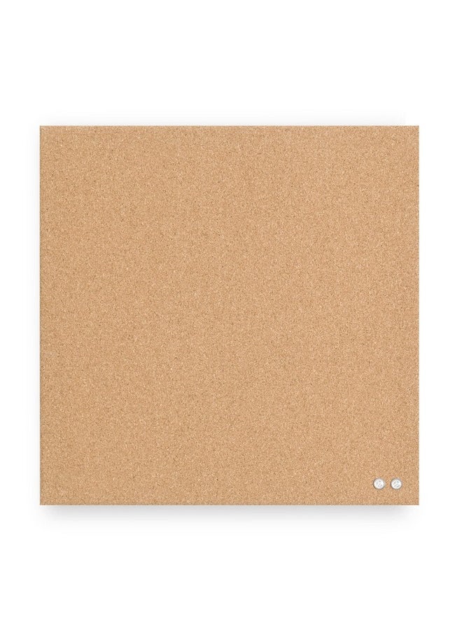 U Brands Frameless Square Cork Bulletin Board, Office Supplies, 14” X 14”, Natural, With Push Pins, 1 Count  - Image 1