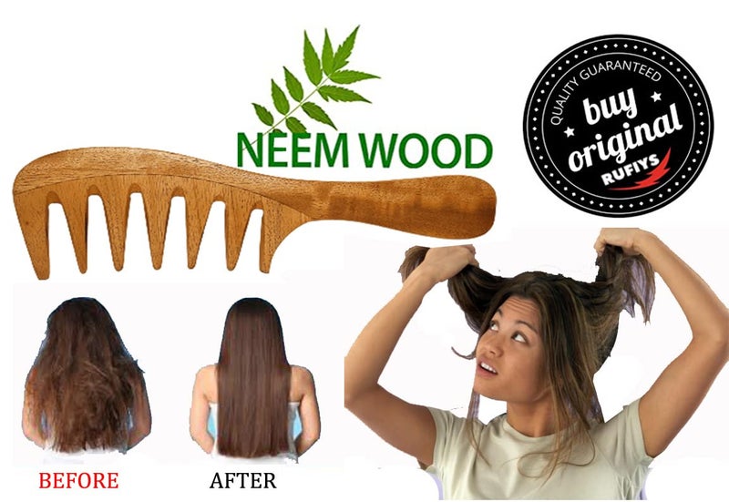 Rufiys Wooden Comb for Women Men Hair Growth AntiDandruff Detangle Frizz Curly Hair Pack of 4 - Image 3