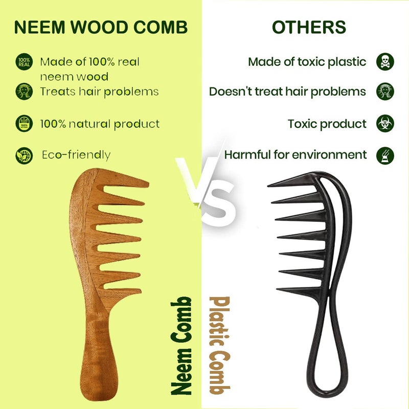 Rufiys Wooden Comb for Women Men Hair Growth AntiDandruff Detangle Frizz Curly Hair Pack of 4 - Image 2